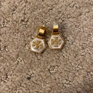 Tory Burch pearl and gold earrings